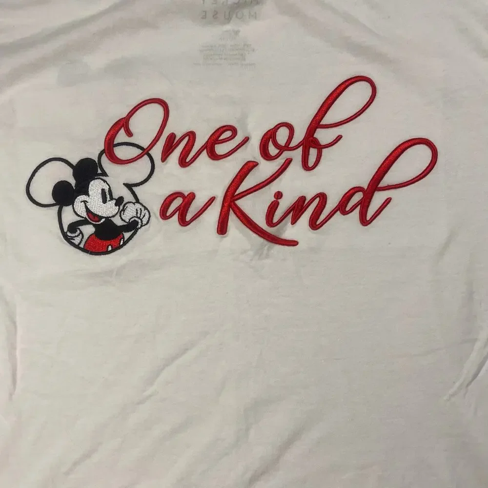 Disney‎ Mickey Mouse One Of A Kind Graphic Tee White Short Sleeve Youth Large